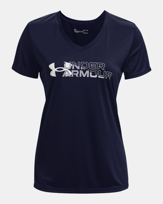 Women's UA Velocity Wordmark T-Shirt, Navy, pdpMainDesktop image number 4
